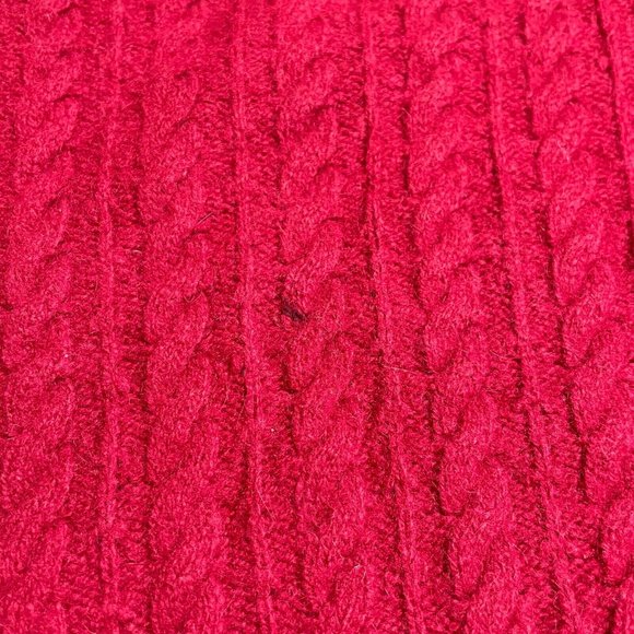 Wool Cashmere Cable Knit Sweater EUC M Women Angora Burgundy Viscose Red - Picture 15 of 16